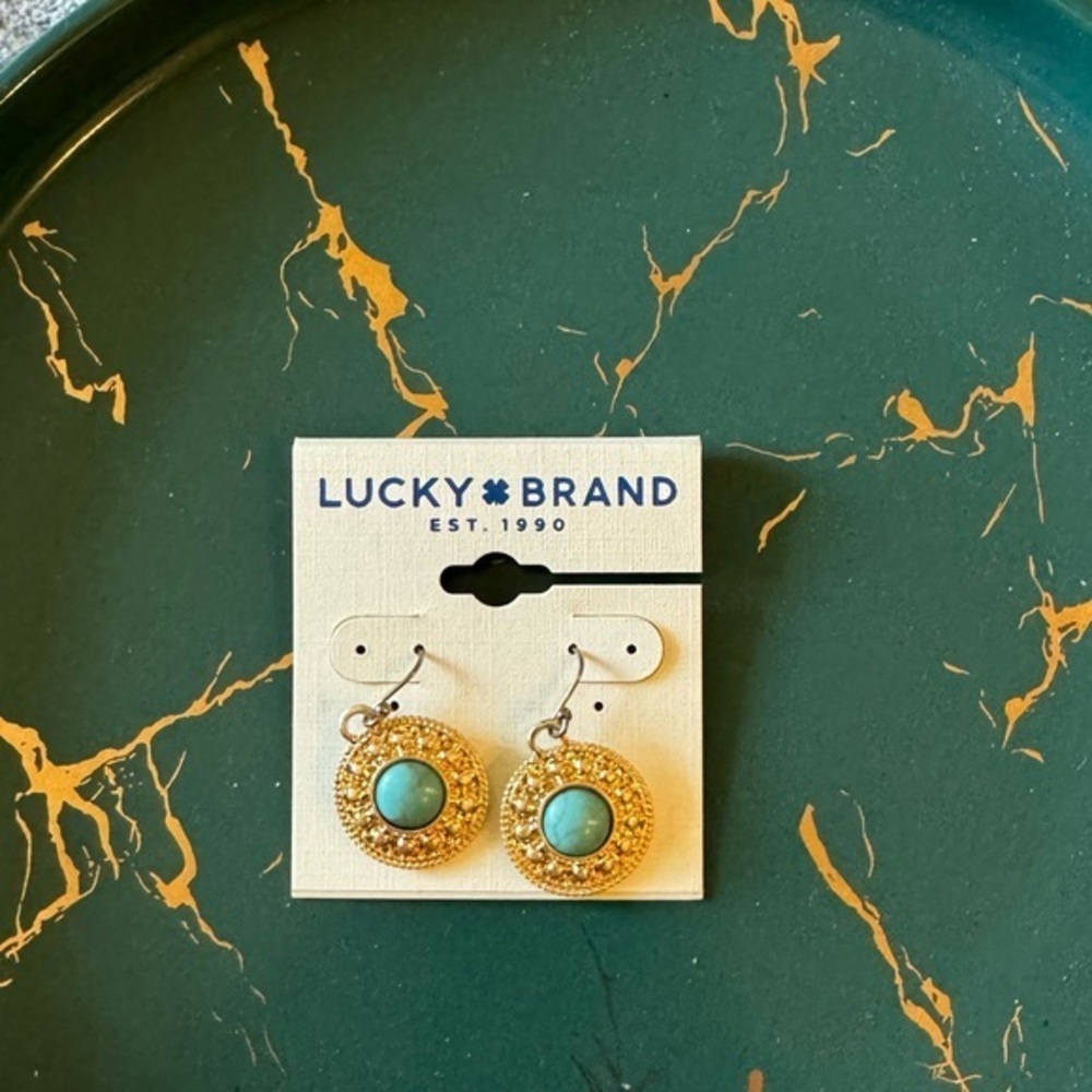 Brand new Lucky Brand Vintage Gold Turquoise Earrings